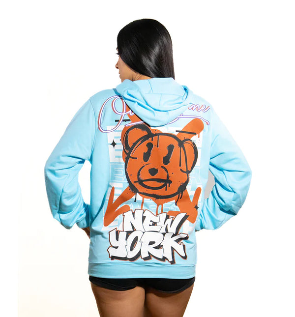 HOODIE AZUL OVER COME DAMA