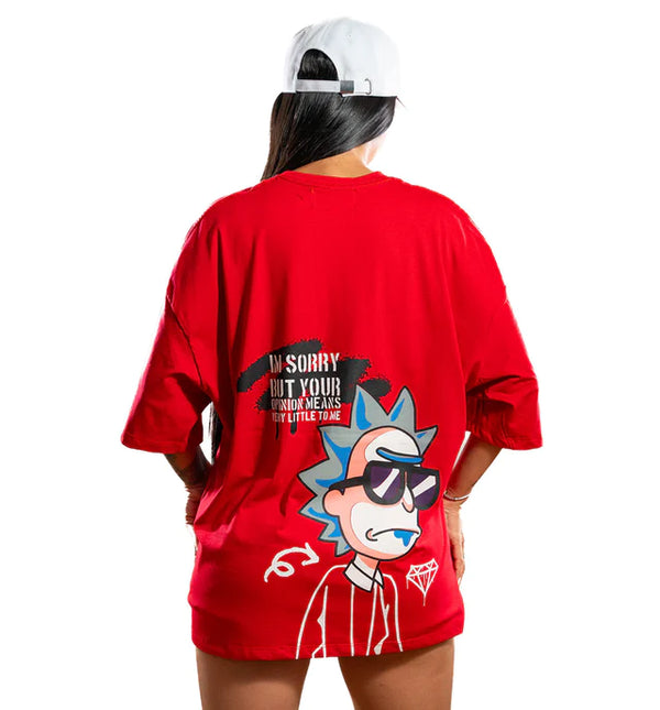OVERSIZE ROJA RICKY MORTY DAMA